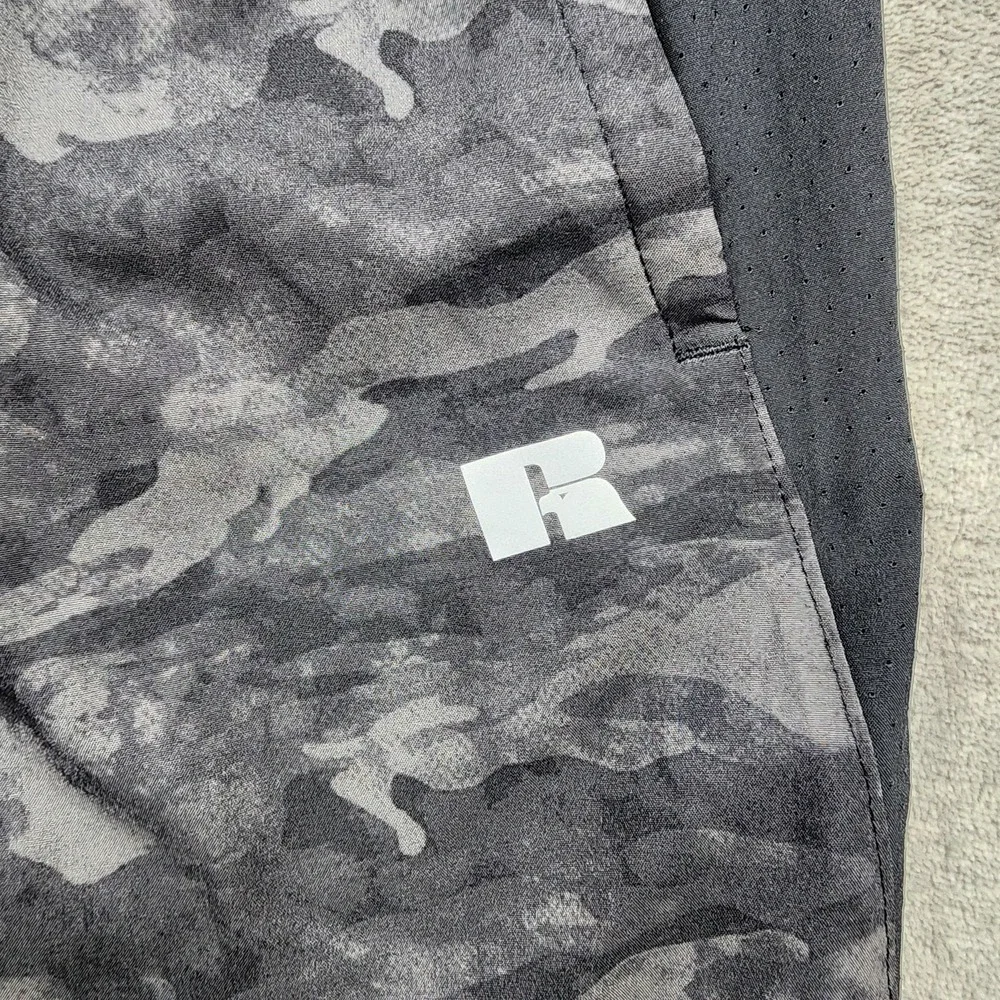 Russell Athletic Shorts Mens L Gray Camo Dri-Power Mesh 7
